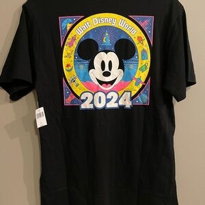 Black Disney World T-Shirt with Colorful 2024 Design. Size Small